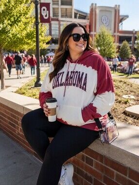 🏈 NWT Gameday Couture Oklahoma Sooners Bleach Dye Hoodie XXL Oversized Pullover